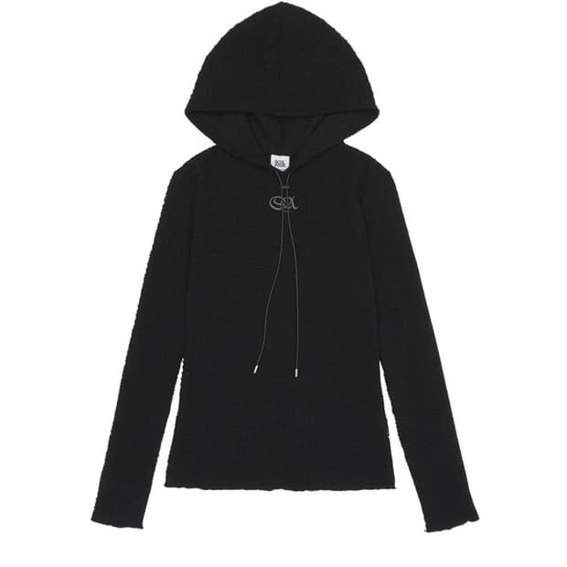 [S] 스컬프터 E-string Crinkle Hoodie Black