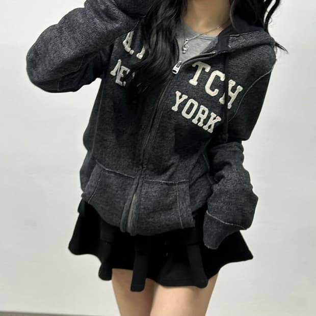 아베크롬비 y2k 올드스쿨 그레이 후드집업 희귀져지(M)