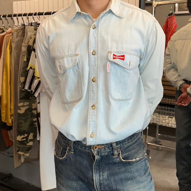 90’s Budweiser logo denim washed shirt