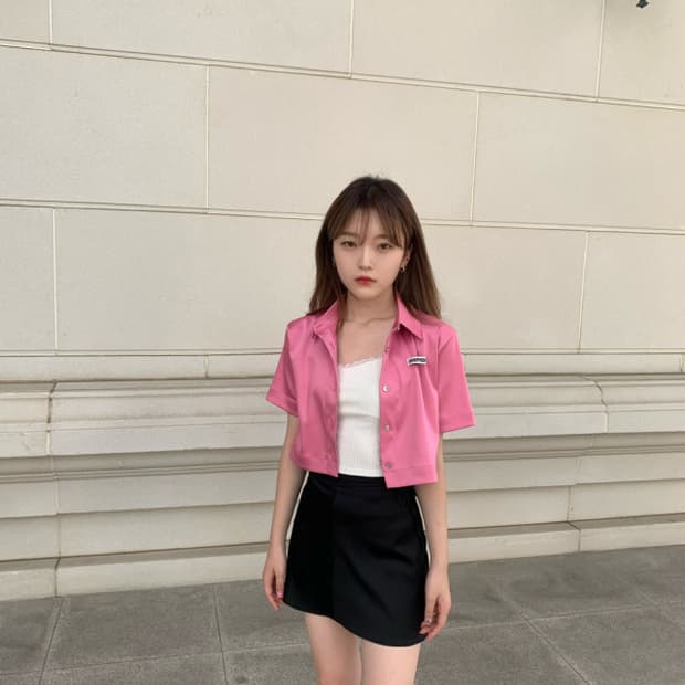 라뇨 체리퀴리 새틴 미니 스커트