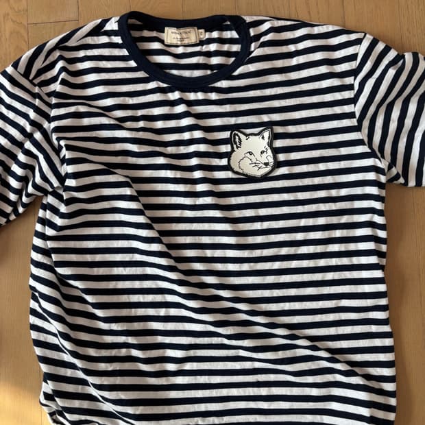 메종키츠네 스트라이프 빅폭스 긴팔 롱슬리브 티셔츠 XS