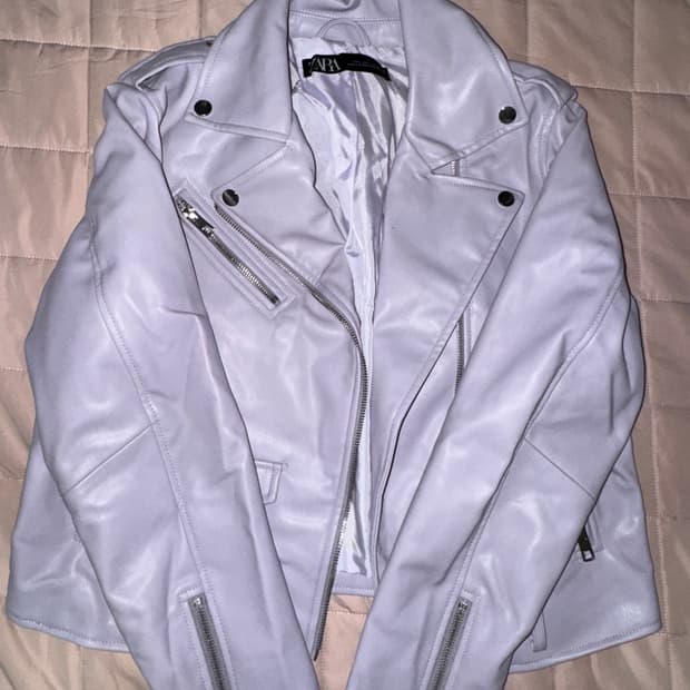 자라 퍼플 레더 자켓 L 새거