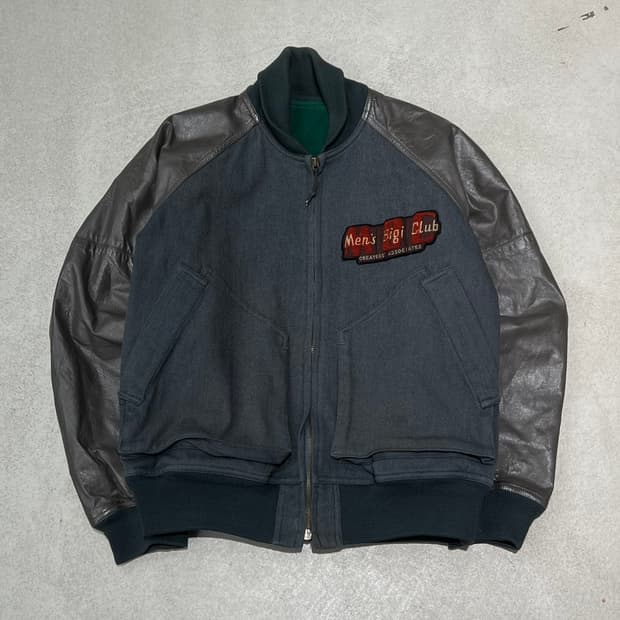 맨즈비기 레더소매 바시티자켓 s10542