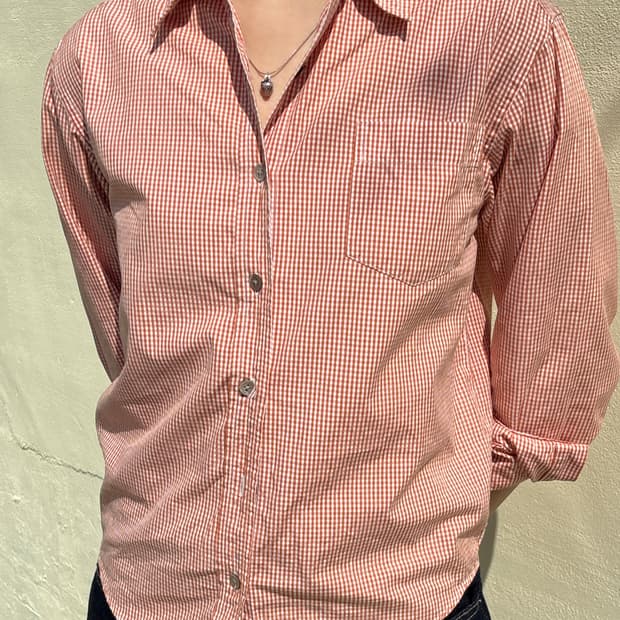 브룩스브라더스 오렌지 체크셔츠