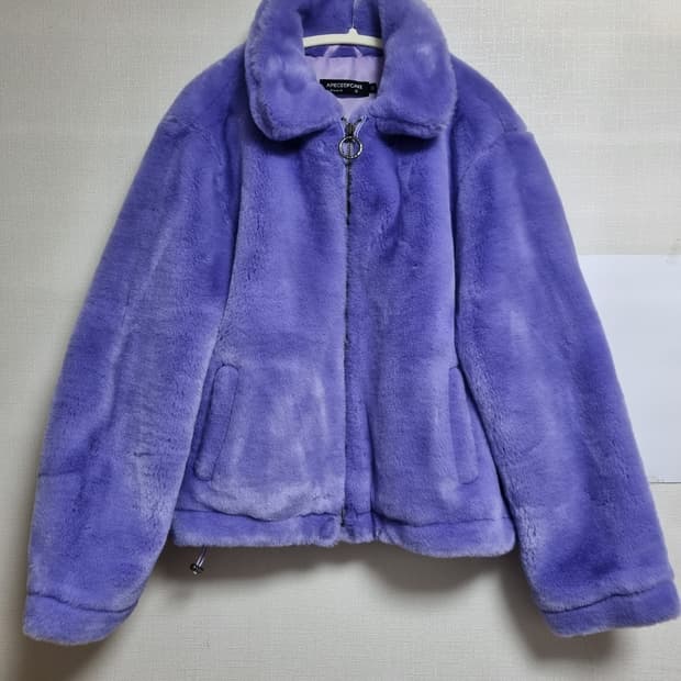 어피스오브케이크 퍼 자켓 M 퍼플