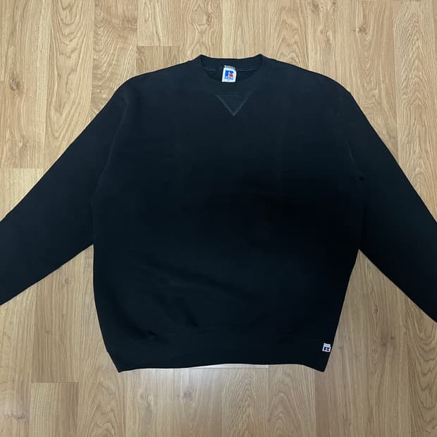 80s 빈티지 러셀 블랙 스웻셔츠 made in usa