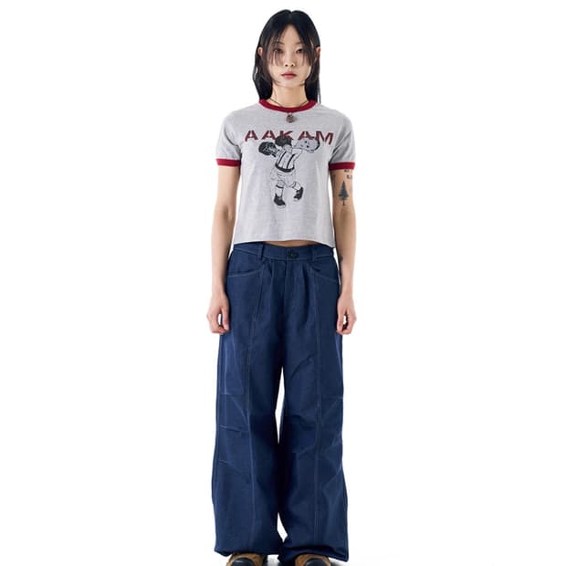 아캄 punch boy printed ringer top
