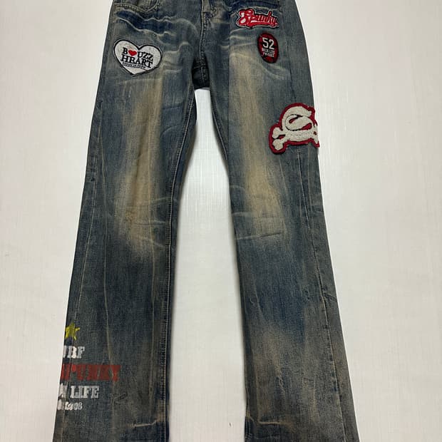Japanese semi flared patch denim