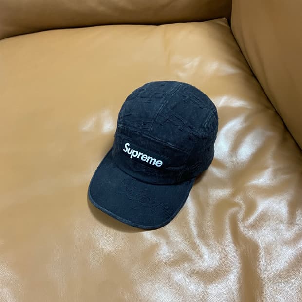 Supreme 슈프림 프레이드 데님 블랙 캠프캡 모자
