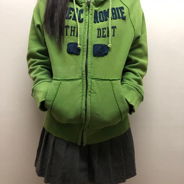 빈티지 아베크롬비 그린 데미지 후드집업