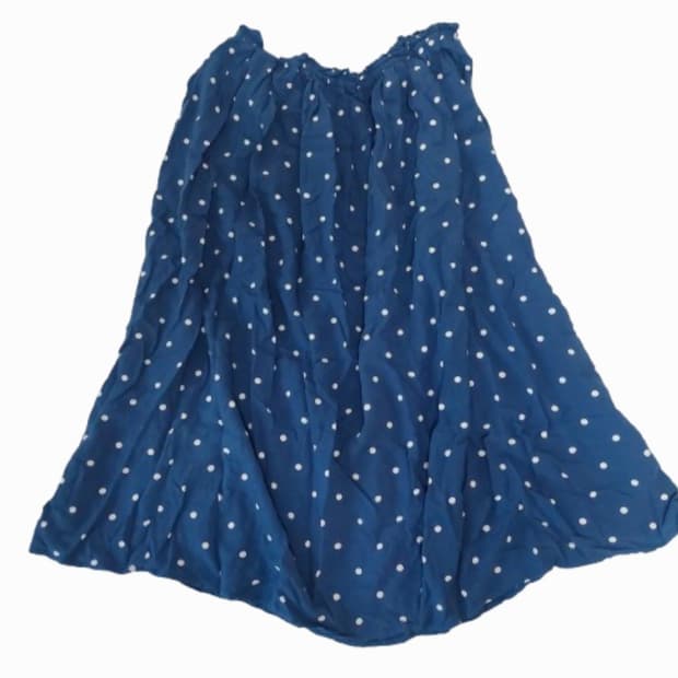 모리걸 하구미 너드 땡땡이 도트 네이비 롱스커트 치마