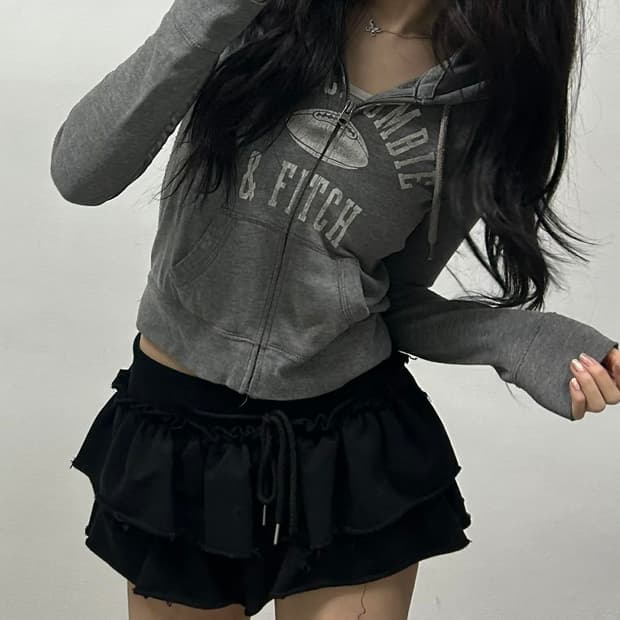 아베크롬비 y2k 그레이 대대장 작사 걸즈 후드집업 희귀져지(XS)