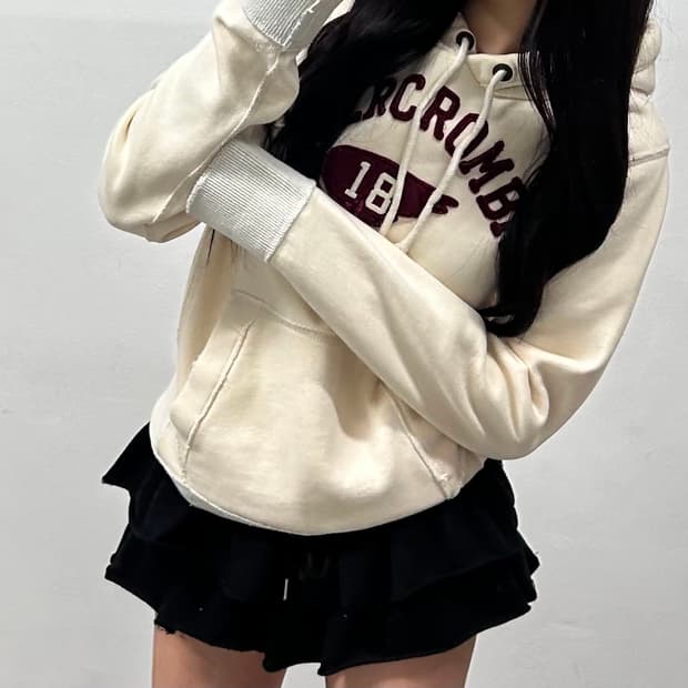 아베크롬비 버건디 화이트 스웻 셔츠 후드티(M)