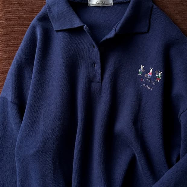 Design cotton polo knit top