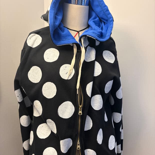 빈티지 도트 후드집업