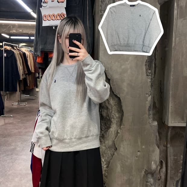 폴로 랄프로렌 기모 맨투맨 그레이 L  #csz2907