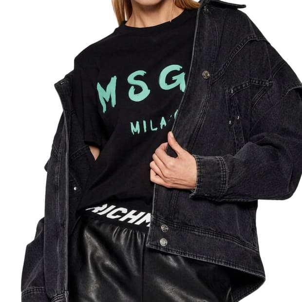 MSGM 네온 브러시 로고 반팔 티셔츠