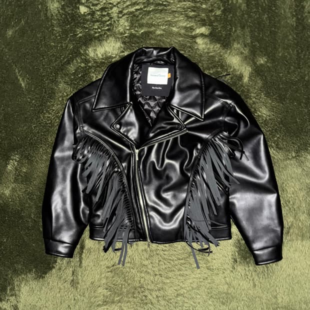 [XS] 하우스오브써니 크롭 프린지 FAUX 레더 자켓 블랙