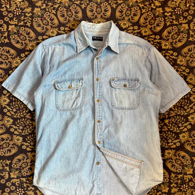90s 올드 유니클로 데님 하프셔츠