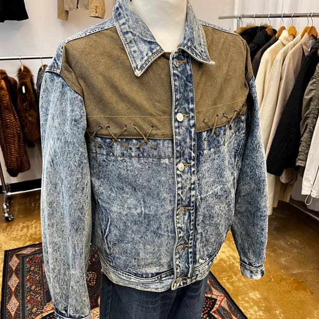 BOBSON 스웨이드 패널 데님 자켓