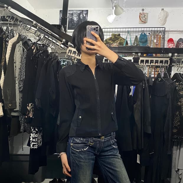 Relish 코튼 배색 디테일 플리츠 집업