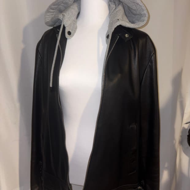 파렌하이트 후드탈부착 양가죽 레더자켓