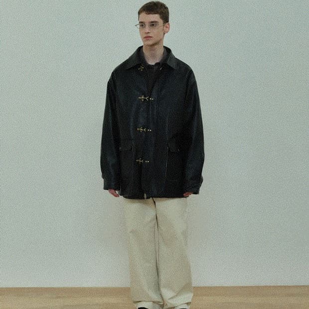 비건레더 파이어맨 하프자켓 블랙 M