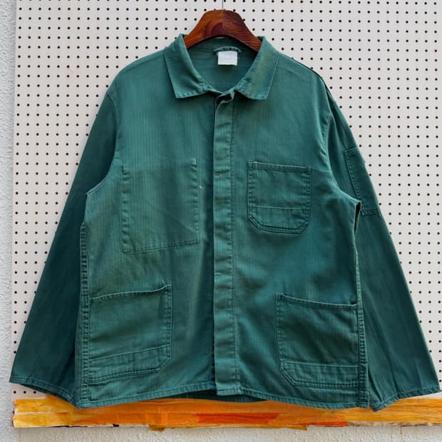 1980s FRENCH SAGE GREEN HBT 헤링본 프렌치워크자켓