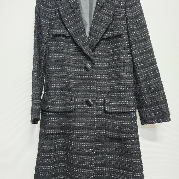 it MICHAA 트위드 블랙 롱 코트