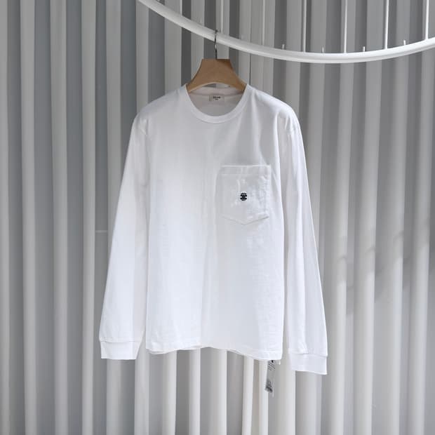 (S+급/XL) / 셀린느 포켓 로고 롱슬리브 긴팔 티셔츠 화이트