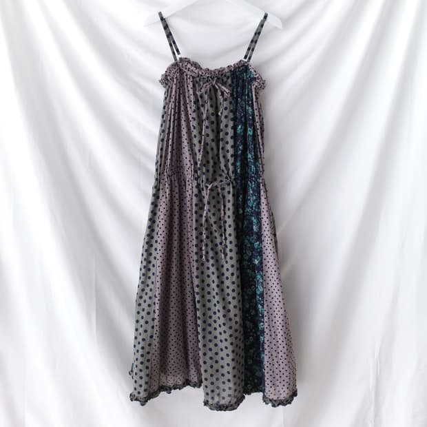 dot flower sleeveless one-piece