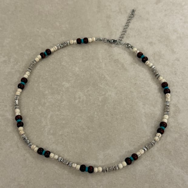 산호레진 호두나무 터키포인트 레이어드 목걸이