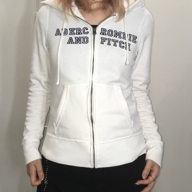 abercrombie&fitch white hood zipup