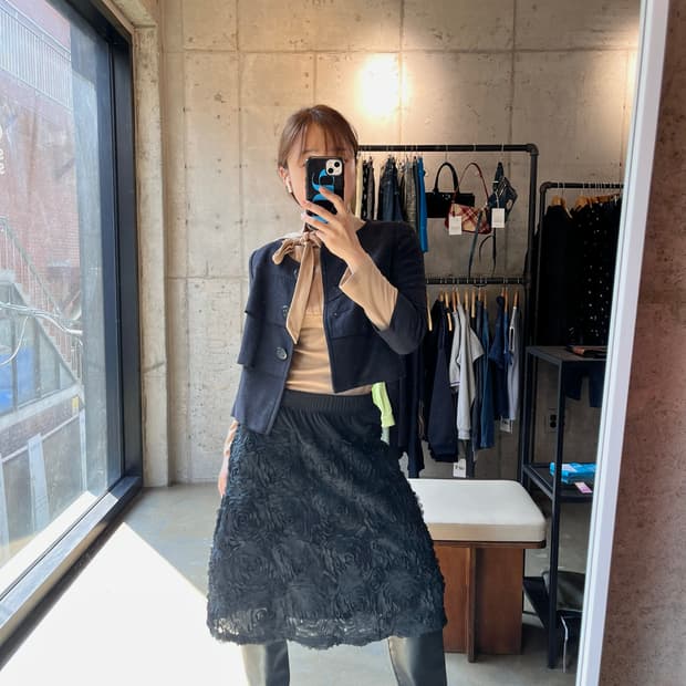 플로럴 스커트 블랙