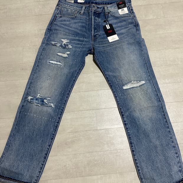 리바이스 501 셀비지 터콰이즈 데님 34x32