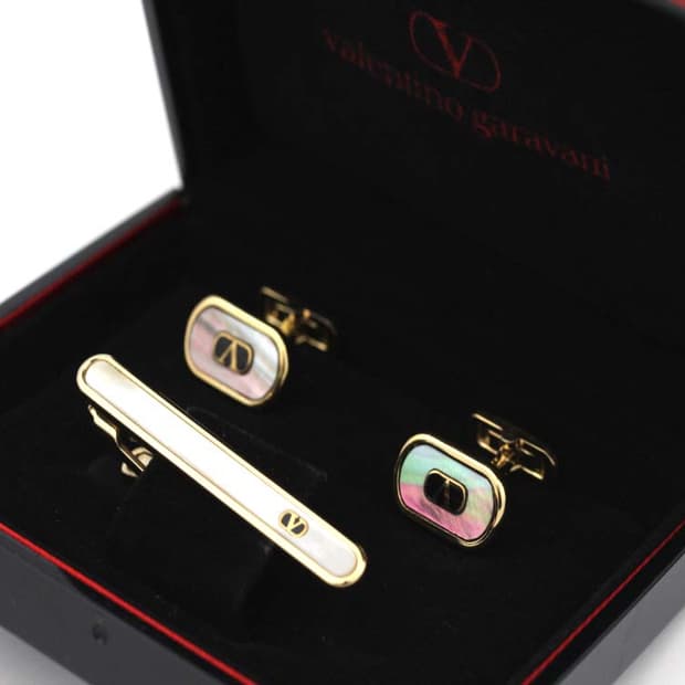 발렌티노 가라바니 4.9cm A등급 천연자개 하이엔드 넥타이핀 커프스