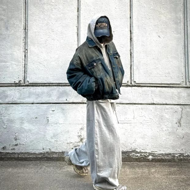 도프제이슨 그래픽 로고 데님 볼캡