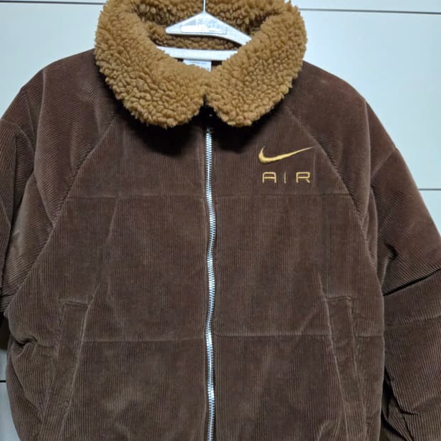 나이키 에어 코듀로이 우먼스 브라운 크롭 패딩