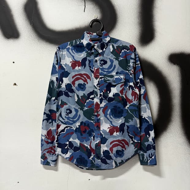 갭 플라워 카모 패턴 원포켓 옥스포드 셔츠