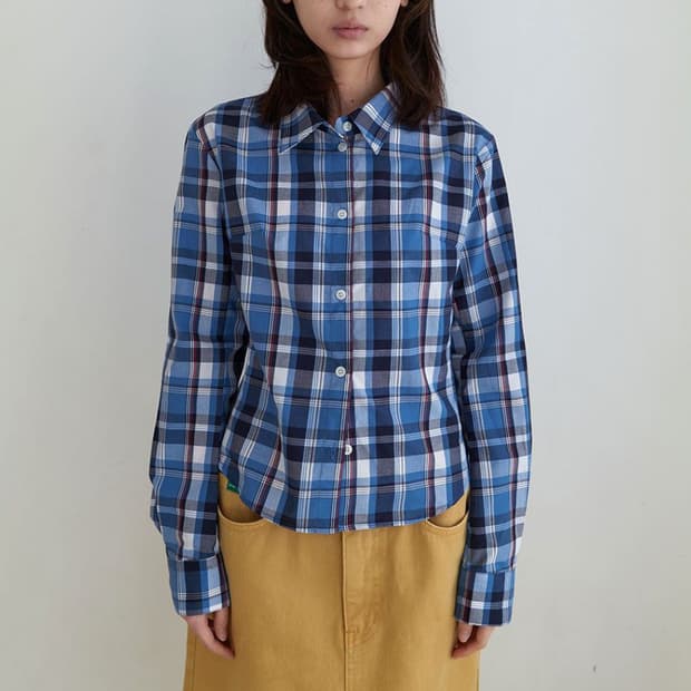 nocontent 노컨텐츠 클래식 체크 셔츠 블루