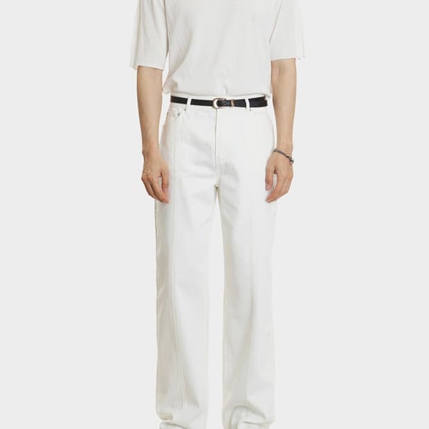 모드나인 화이트 절개 데님 팬츠 30~31 사이즈