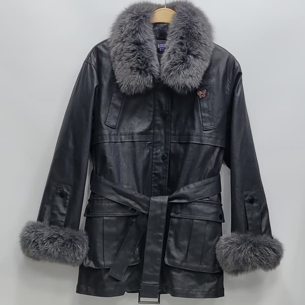 (새상품급) 안나수이 20FW 폭스퍼 다운 패딩 벨티드 자켓 / 여 55