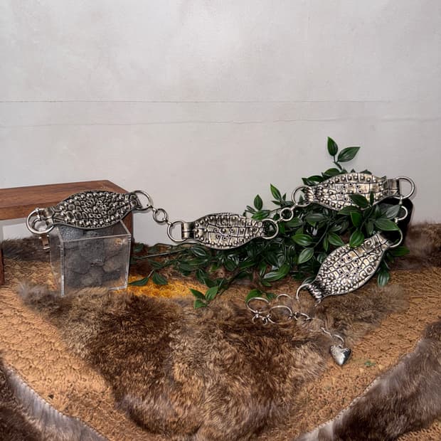 Silver python stud chain belt