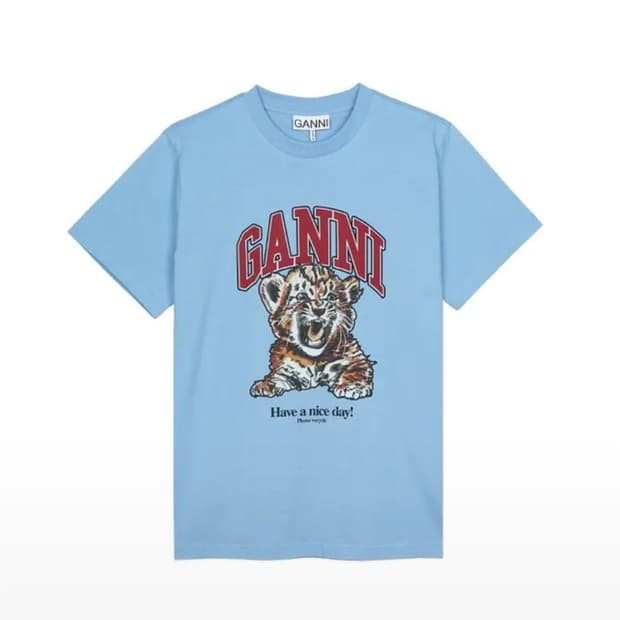 GANNI 가니 여성 베이직 저지 타이거 릴렉스 티셔츠