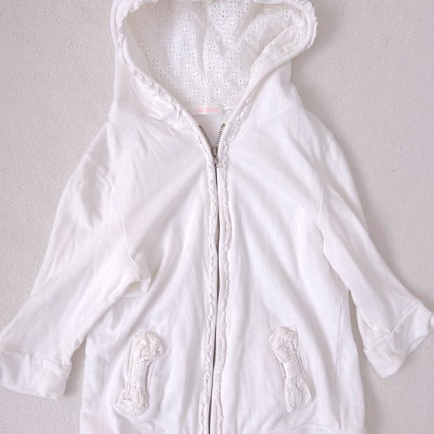 리즈리사 펀칭 하트 패치 로고 후드집업 히메갸루 라떼갸루