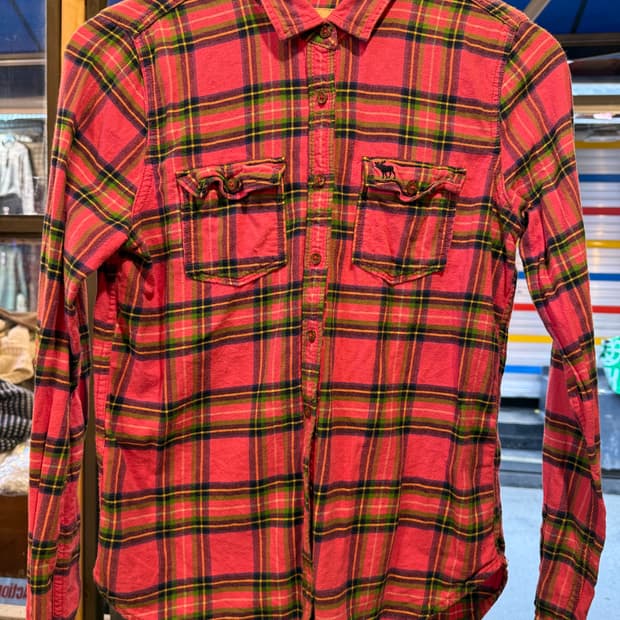 아베크롬비 핑크 체크셔츠