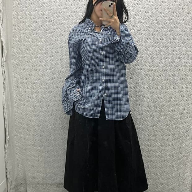 폴로 랄프로렌 자수로고 오버핏 체크 셔츠 L C06453