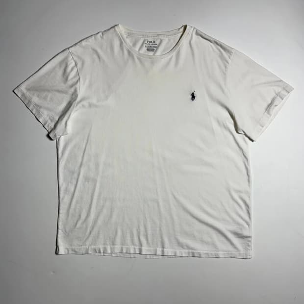 폴로 랄프로렌 베이직 포니 자수 화이트 반팔 티셔츠 R2371