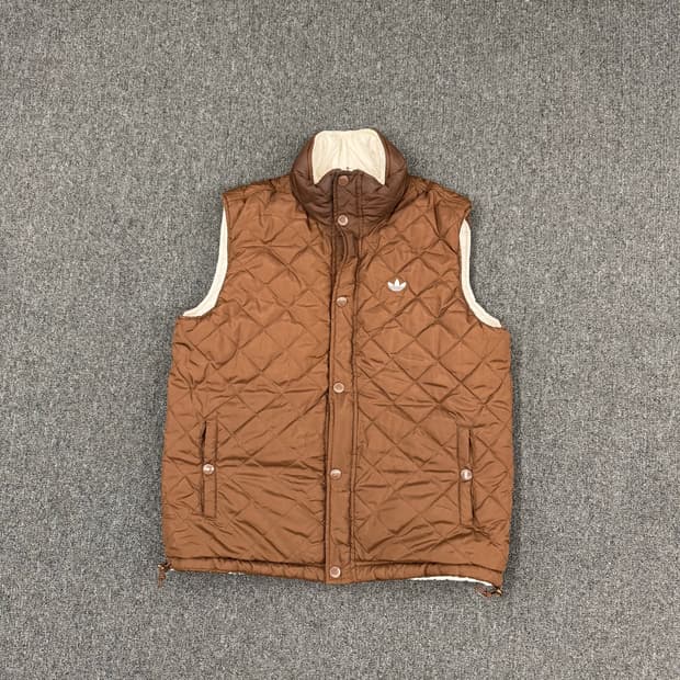 아디다스 빈티지 리버시블 브라운 퀄팅 패딩조끼