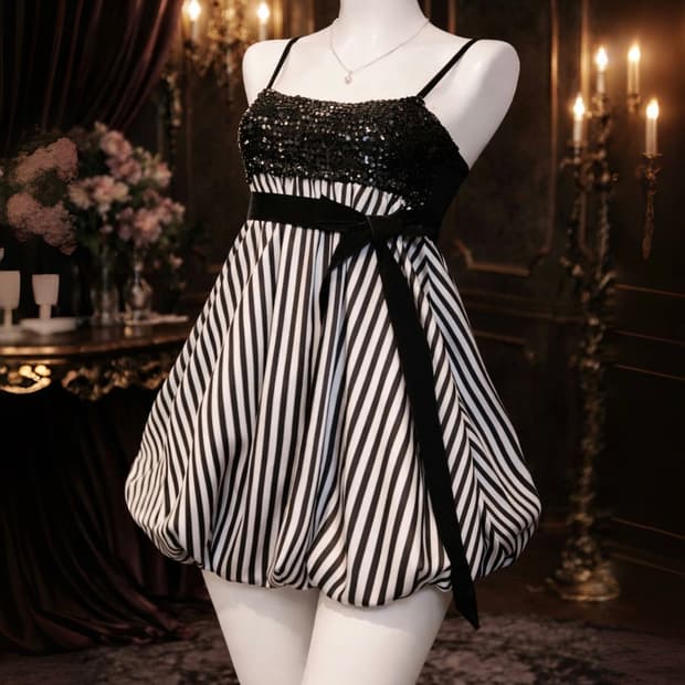 스팽글 벌룬 갸루 원피스